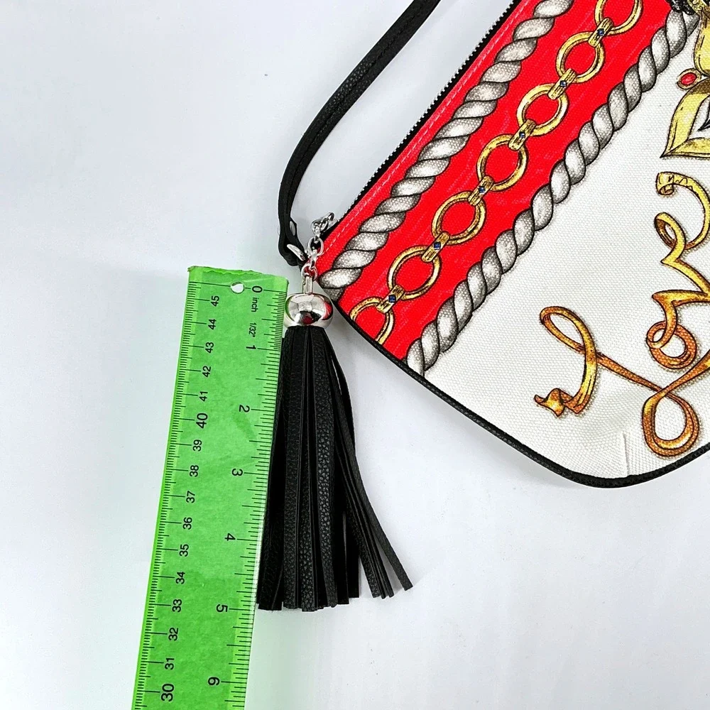 Brighton Love Glitter and Go Canvas Crossbody Bag‎ Red White Black Tassel
